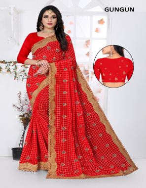red saree - jenny silk | blouse -banglori silk  fabric fancy embroidery +stone  work ethnic  