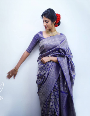 blue  kanchipuram kota silk fabric jacqaurd weaving work wedding  