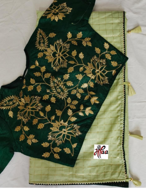pista saree - dola silk doil print | blouse readymade fancy 38+mrign  fabric embroidery work casual 