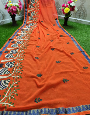 orange  pure marble  fabric embroidery work festive  
