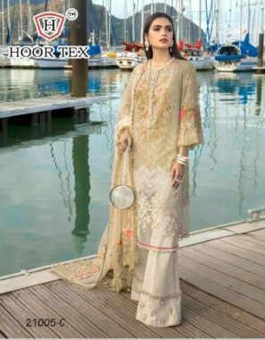 cream top - lawn cotton with print | bottom - heavy cotton | dupatta - net | size- 56(8xl) fabric embroidery work wedding 