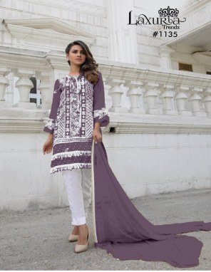 wine top - fox georgette | pant -cotton strachble | size - xl | type - full stitch fabric embroidery lace work wedding  