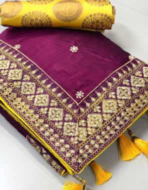 dark wine  saree - royal vichitra silk | blouse - banarasi silk fabric embroidery  work party wear 