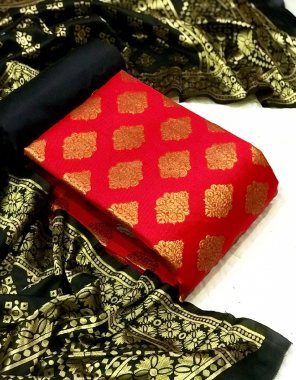 red top - banarasi silk 2.40m | bottom -heavy silk 2.40m | dupatta - jacqaurd weaving 2.20m fabric jacquard  work casual  