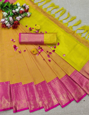 yellow soft cotton silk fabric weaving jacqaurd  work casual  