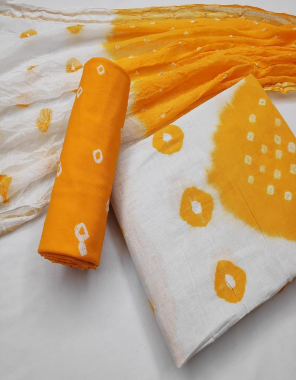 white yellow top - cotton 2m |bottom -cottom 2m | dupatta - cotton 2m fabric badhani print  work party wear  