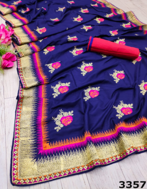 blue saree -cotton dola silk |blouse -banglori fabric embroidery stone work work wedding  