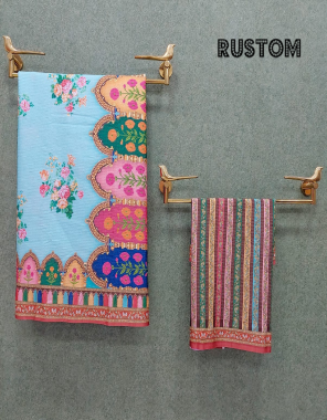 multi saree - sparkle silk | blouse - premium floral linen printed  fabric printed seqeunce work work ethnic  