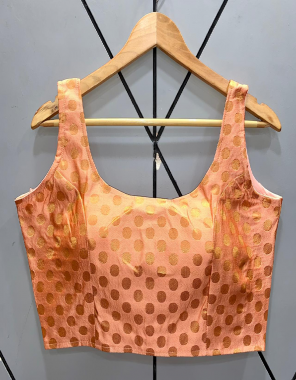 light orange banarasi silk with back open sleeve attached inside  fabric jacqaurd  work party wear 