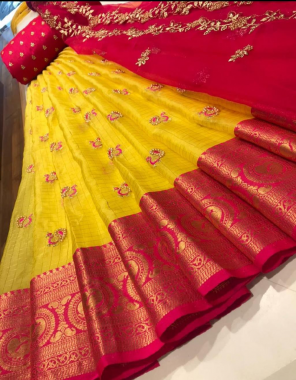 yellow lehenga - kanchi organza silk 3m| blouse -banglori silk 1m |dupatta - organza 2.20m fabric embroidery work party wear  