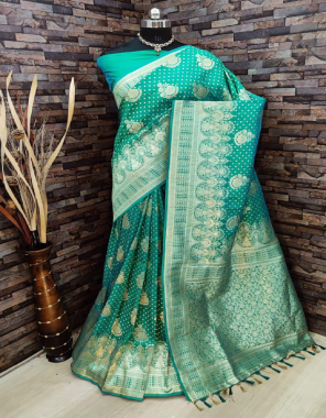 rama green saree - banarasi handloom soft silk | blouse- soft silk runningq fabric weaving jacqaurd  work wedding 