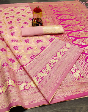 pink cream cotton silk fabric weaving jacqaurd  work running  
