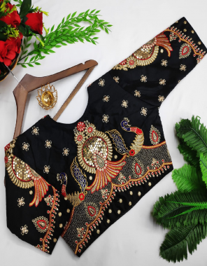 black fentam silk | front oprn with huk fabric zari embroidery coding seqeunce work work ethnic 
