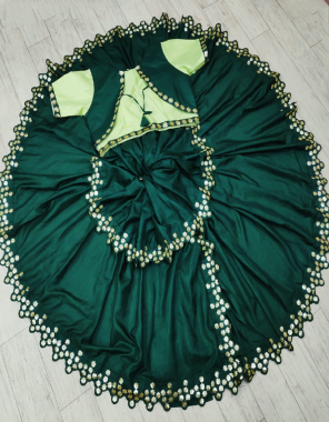 green saree -dola silk | blouse -fancy readymade 38 size upto 42 44 fabric gotta patti work casual  