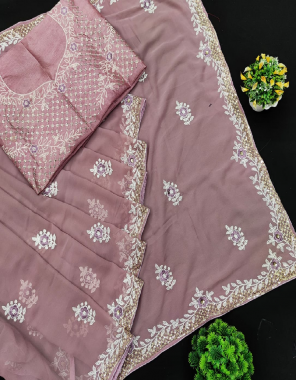 dark pink saree -soft georgette |blouse -banglori silk fabric embroidery thread seqeunce work party wear  