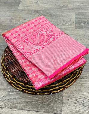 dark pink soft lichi silk fabric weaving jacqaurd work running 