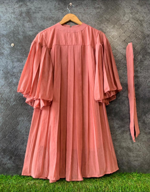 dark orange georgette with silk inner length 36 | extra belt  fabric plain work casual 