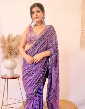 purple saree -vichitra silk | blouse -banglori silk fabric embroidery seqeunce work wedding 