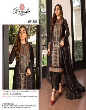 black top -georgette net with embroidery |bottom -dull santoon |dupatta -nazmeen net with embroidery work (pakistani copy) fabric embroidery fancy work ethnic  