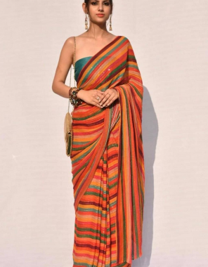 multi saree -soft vichitra silk |blouse -banglori silk fabric digital print seqeunce work running 