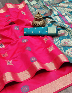 pink soft lichi silk fabric weaving jacqaurd work festive 