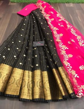 black lehenga -pure kanchi organza silk 3m |blouse -banglori silk 1m |dupatta -organza cutwork 2.20m fabric embroidery work casual  