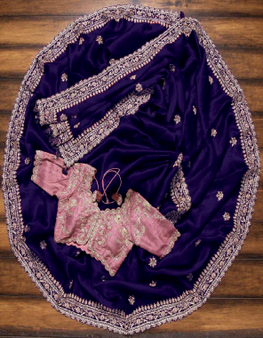 blue saree-heavy vichitra silk |blouse -satin banglori  fabric embroidery coding work running 