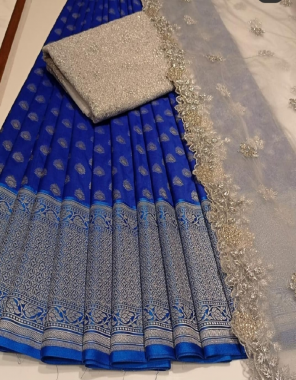blue sky lehenga -kanjivaram silk 3m |blouse -banglori 1m |dupatta -organza 2.20m fabric embroidery work casual 
