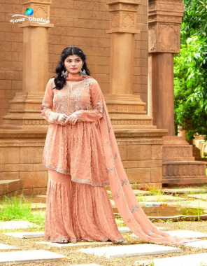 orange pure georgette fabric embroidery work casual  