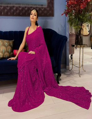 pink saree -georgette with embroidery seqeunce work  |blouse -banglori silk fabric seqeunce work running  