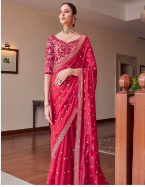 red saree -dolla silk |blouse -banglori silk fabric embroidery seqeunce work festive 