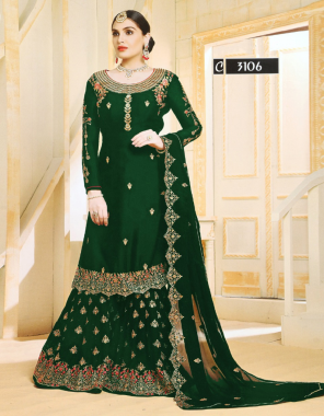 green top -heavy georgette embroidery stone |sleeve -heavy georgette |plaazzo -heavy georgette |bottom +inner -santoon |dupatta -heavy georgette |length -max upto 44|type -semi stitched fabric embroidery work wedding 