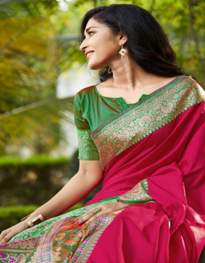 dark pink soft silk fabric rich pallu jacqaurd weaving work casual  