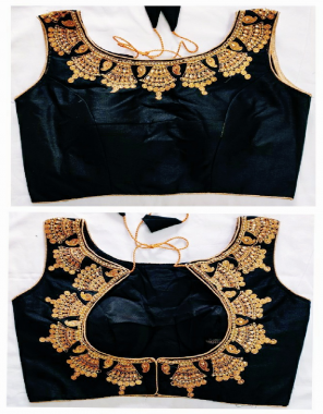 black fentam silk |sleeve inside attached fabric embroidery stone work wedding 