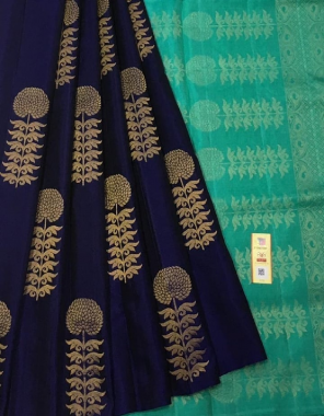 blue soft lichi silk fabric weaving jacqaurd work wedding 