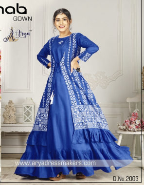 blue cotton rayon |length 54to 56 fabric lakhnawi embroidery work casual 