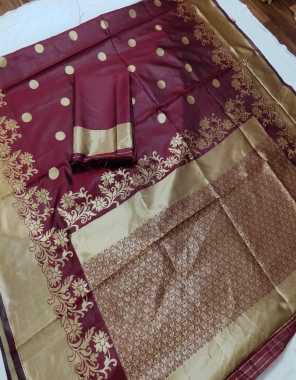 marron soft lichi silk fabric weaving jacqaurd work wedding 