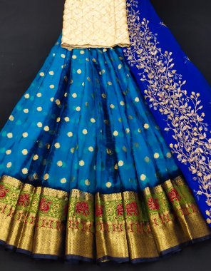 blue lehenga -pure banarasi 3m |blouse -banglori satin 0.90m |dupatta -organza 2.40m fabric jacqaurd butti work festive 