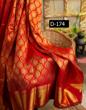 red kanchipuram kota silk fabric weaving jacqaurd work festive 
