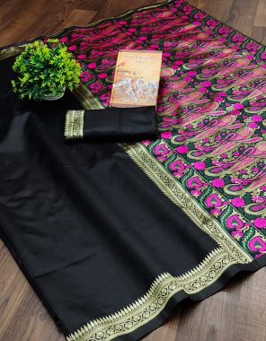 black soft lichi banarasi silk fabric weaving jacqaurd work party wear  