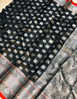 black soft lichi silk fabric weaving jacqaurd work casual  