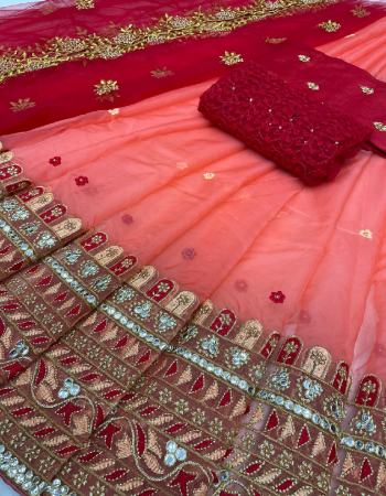 red lehenga -pure organza 3m |blouse -satin net |dupatta -pure net 2.30m fabric embroidery work work festive 