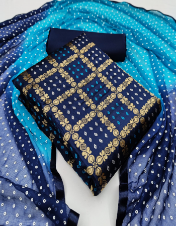 navy blue top - banarasi silk ( 2 m) | bottom - heavy silk ( 2 m) | dupatta - jacquard weaving ( 2.30 )  fabric printed work ethnic 
