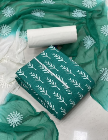 sky blue top - slub cotton print withtie ( 1.9 m) | bottom - cotton ( 2 m) | dupatta - naznin with aari work ( 2.10 m) fabric printed work casual 