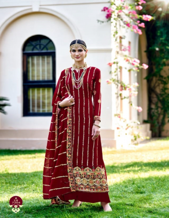maroon top - faux georgette with heavy multi sequance work | inner - santun | bottom - dull | dupatta - faux georgette with heavy dupatta work fabric sequance + embroidery work casual 