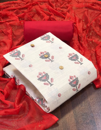 white red top - khadi cotton ( 2m) | bottom - indo cotton ( 2 m) | dupatta - chiffon foil printed ( 2.05 to 2.10 m) fabric printed work casual 