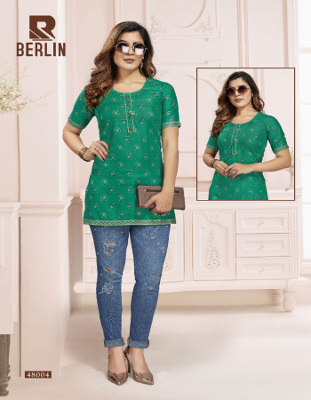 green heavy rayon gold print | length - 30 fabric printed work casual 
