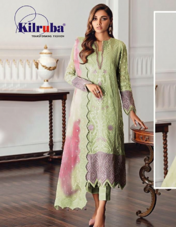 parrot green top - georgette with beautiful embroidery and sequance work ( including sleeves ) | bottom - santoon with embroidery work | dupatta - net with sequance work | type - semi stitched | size - fits upto 48 | length - 49 fabric heavy embroidery work casual 