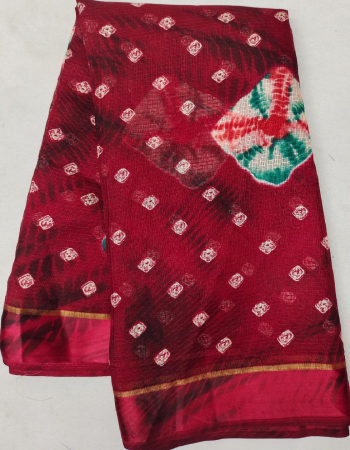 maroon kota doriya with satin patta fabric printed work festive 