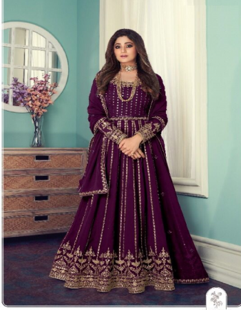 wine top - georgette with codding sequnace embroidery work | inner - heavy shantoon ( 2 m) | sleeves - georgette + codding sequance embroidery work | bottom - heavy dull santoon ( 2 m) | dupatta - georgette less patti work | length - max upto 54 | size - max upto 48 | flair - max upto 3.20 m fabric sequance embroidery work party wear 